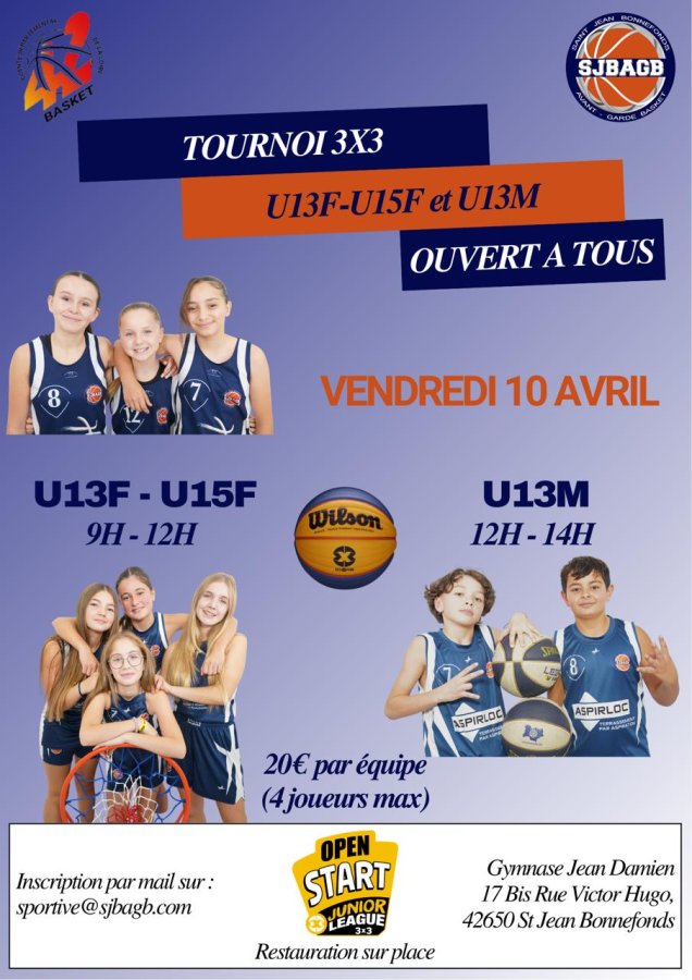 Tournoi 3x3 - U13M - U13F - U15F